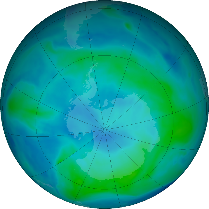 Antarctic ozone map for 18 February 2022